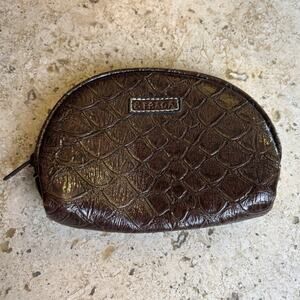 Strada Brown Vegan Leather Mini Cosmetic Makeup Accessory Bag